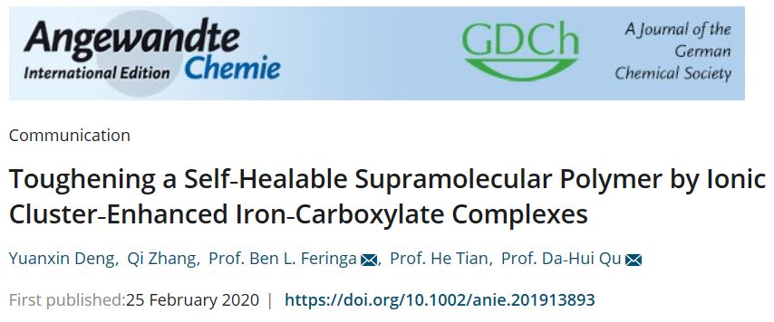 華東理工大學曲大輝《德國應化》：在超分子自修復聚合物領域研究工作取得進展
